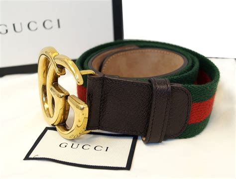 Gucci leather belt with web